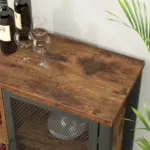 Wine Bar Cabinet for Liquor and Glasses, Rustic Brown_03