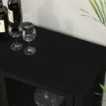 Wine Bar Cabinet for Liquor and Glasses, Black Oak_03