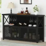 Coffee Bar Cabinet for Liquor and Glasses, Black Oak_03