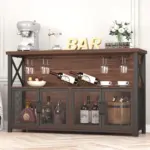 Coffee Bar Cabinet for Liquor and Glasses, Walnut_03