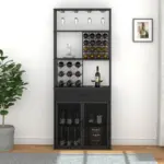 Tall Bar Cabinet with Drawer, Black Oak_03
