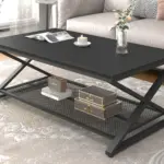 X Shaped Leg 2 Tier Coffee Table, Black Oak, 47 Inch_03