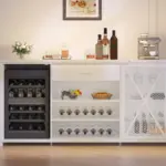 70.86” Wine Cabinet with Fridge Space, White Oak_02
