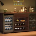 70.86” Wine Cabinet with Fridge Space, Walnut_02