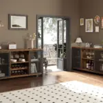 Home Bar Cabinet with Wine Rack, Rustic Brown_03