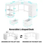 L Shape Desk with Drawers and Storage Shelf, White Oak_03