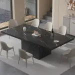 T-Shaped Black Faux Marble Dining Table, 78.74 Inch 01