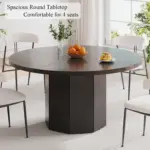 Round Dining Table with Octagon Base, Black Oak, 47.0 Inch 01