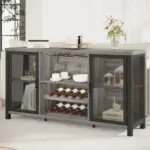 Home Bar Cabinet with Wine Rack, Light Grey Oak_03