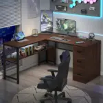 L Shaped Desk with File Cabinets, Walnut_03