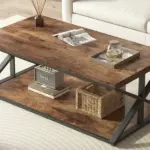 2 Tier Coffee Table with Shelf, Rustic Brown, 47 Inch_03