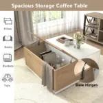 Square Coffee Table with Storage, White and Rustic Oak_02