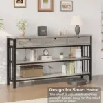 Sofa Table with 3 Drawers, Light Grey Oak_03