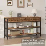 Sofa Table with 3 Drawers, Rustic Brown_04