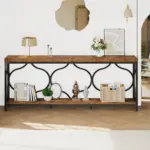 70.9 Inch Sofa Table with Storage shelves, Rustic Brown_04