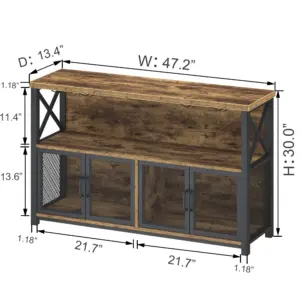 Coffee Bar Cabinet for Liquor and Glasses, Rustic Brown_04