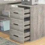 L Shaped 360 Rotating Computer Desk with 3 Drawers, Light Grey Oak_04