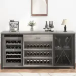 70.86” Wine Cabinet with Fridge Space, Light Grey Oak_04