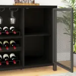 Wine Bar Cabinet for Liquor and Glasses, Black Oak_04