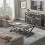 Coffee Bar Cabinet for Liquor and Glasses, Light Grey Oak_04