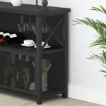 Coffee Bar Cabinet for Liquor and Glasses, Black Oak_04