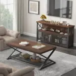Coffee Bar Cabinet for Liquor and Glasses, Walnut_04