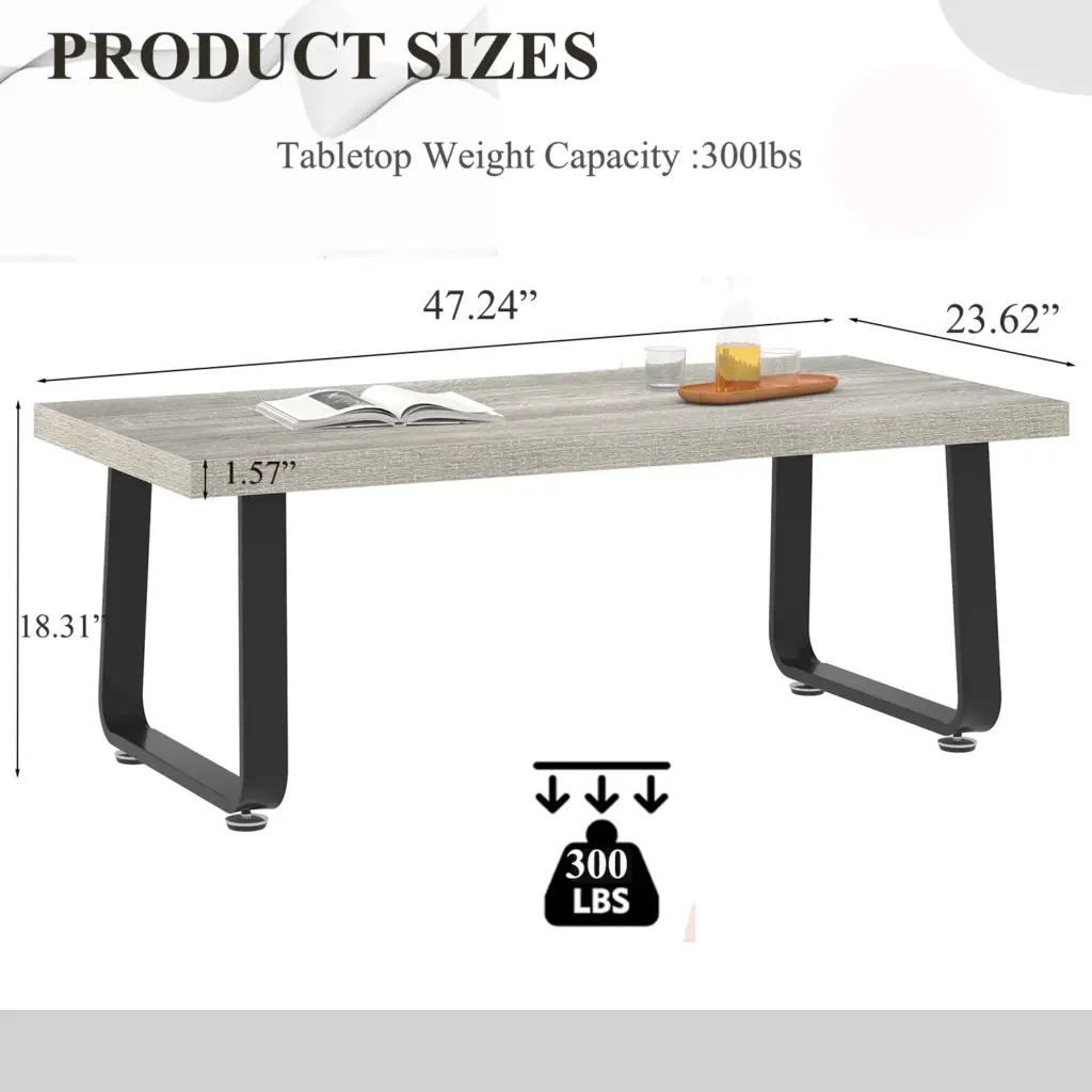 Minimalist Coffee Table, Light Grey Oak, 47 Inch_04