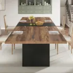 70.87 Inch Dining Table for 4-8, Rustic Brown and Black Oak 01