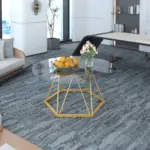 Round Glass Coffee Table with Golden Hexagonal Metal Base_04
