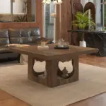 Square Coffee Table with Cat House Cushion, Rustic Oak_04