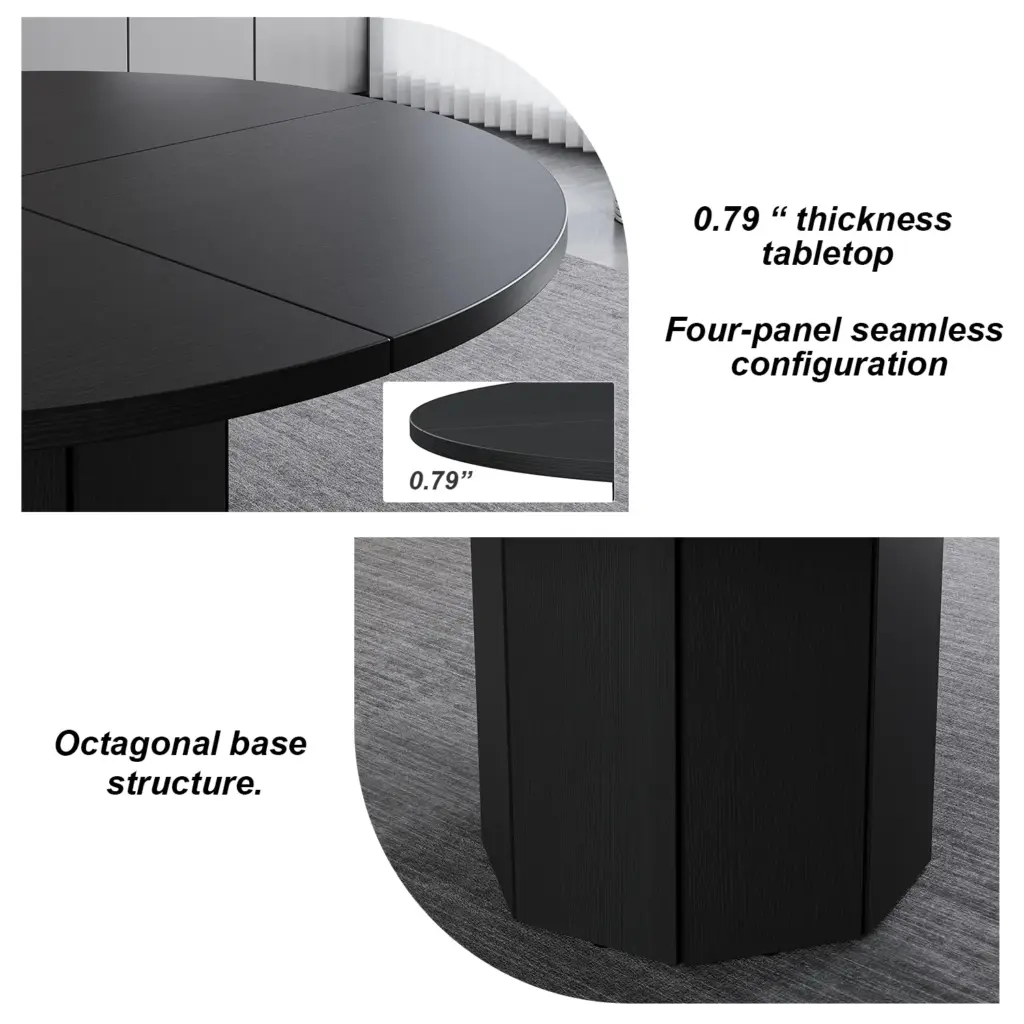 04.01.C Black Oak Round Dining Table