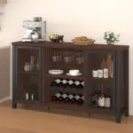 Wine Bar Cabinet for Liquor and Glasses, Walnut_04
