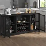 Home Bar Cabinet with Wine Rack, Black Oak_04