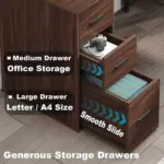 L Shaped Desk with File Cabinets, Walnut_04