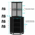Corner Bar Cabinet with Adjustble Shelf Storage, Black Oak_04