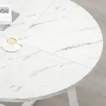 Round Dining Table for 4 to 6 People, White Faux Marble, 42.13 Inch 03