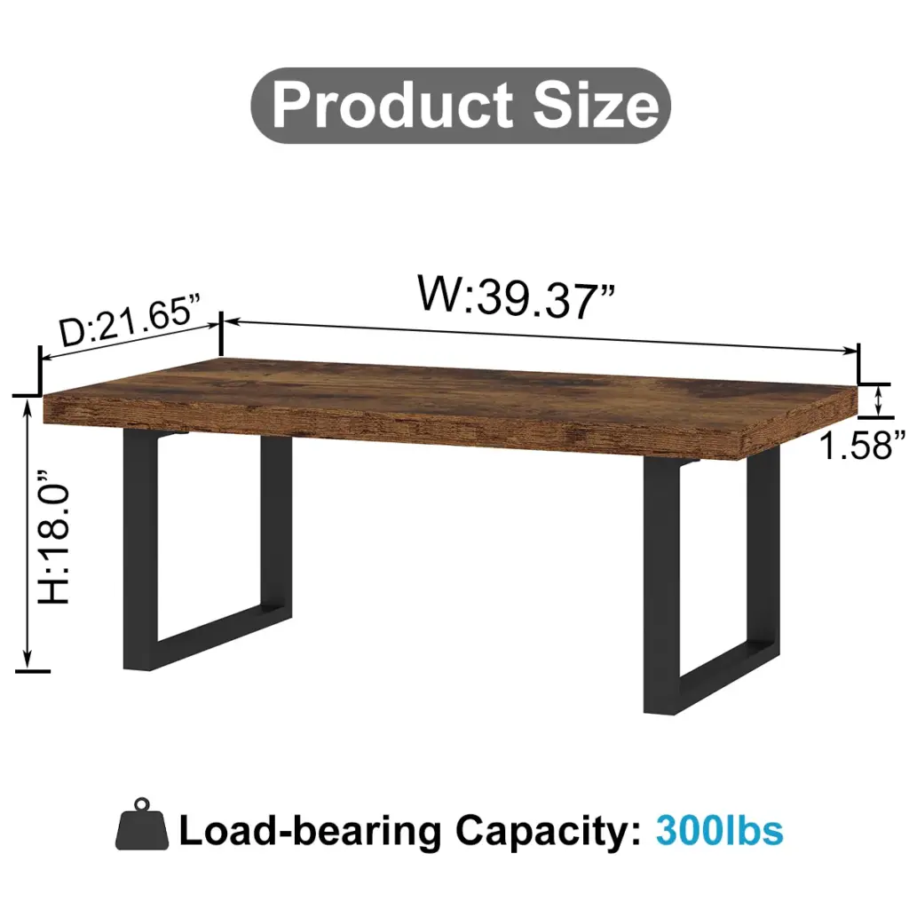 Industrial Coffee Table, Rustic Brown, 39 Inch_04
