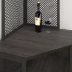 Corner Bar Cabinet with Adjustble Shelf Storage, Dark Gray Oak_03