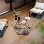 Round Glass Coffee Table with Silver Hexagonal Metal Base_04