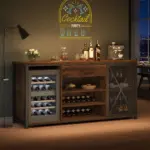 70.86” Wine Cabinet with Fridge Space, Rustic Brown_03