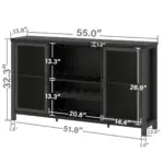 Wine Bar Cabinet for Liquor and Glasses, Black Oak_05