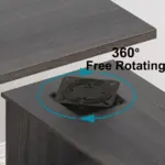 L Shaped 360 Rotating Computer Desk with 3 Drawers, Dark Gray Oak_05