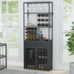 Tall Bar Cabinet with Drawer, Black Oak_05