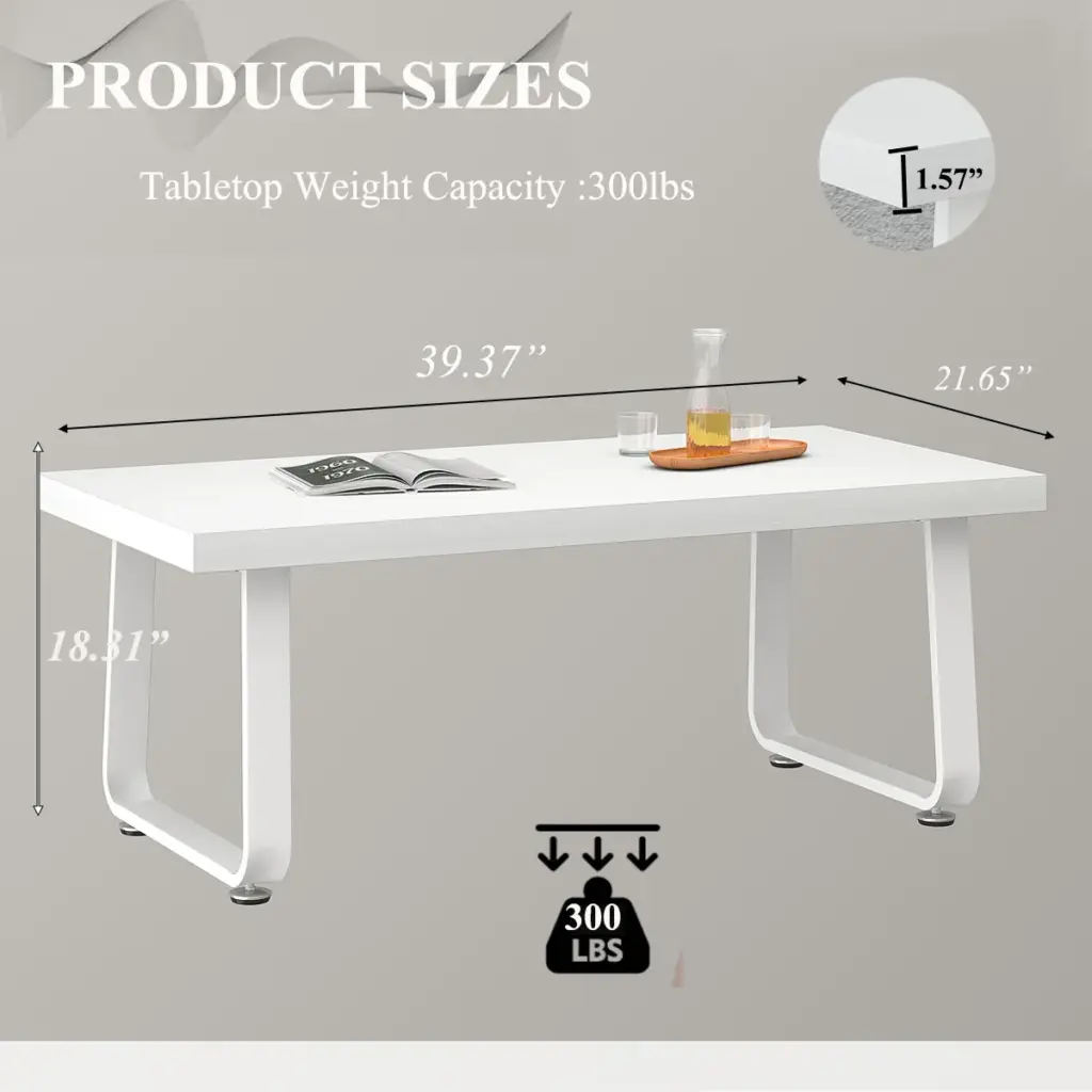 Minimalist Coffee Table, White Oak, 39 Inch_05