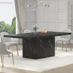 Black Faux Marble Dining Table for 6-8, 70.87 Inch 02