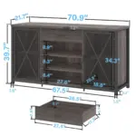 70.86” Wine Cabinet with Fridge Space, Dark Gray Oak_05
