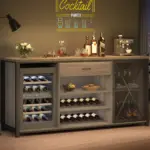 70.86” Wine Cabinet with Fridge Space, Light Grey Oak_05
