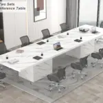T-Shaped White Faux Marble Dining Table, 78.74 Inch 05