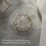 Round Glass Coffee Table with Golden Hexagonal Metal Base_05