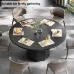 Round Dining Table with Octagon Base, Black Oak, 47.0 Inch 02